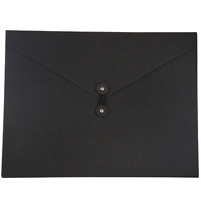 JAM Paper Black Kraft Portfolio with Button and String Closure 12.5" x 16.5"