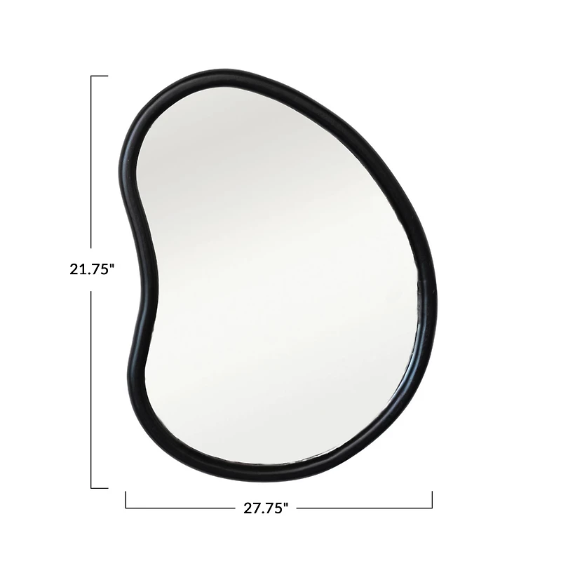 Hello Honey® 27" Black Oblong Mango Wood Framed Wall Mirror
