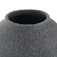 15" Black Ceramic Whitewashed Textured Vase
