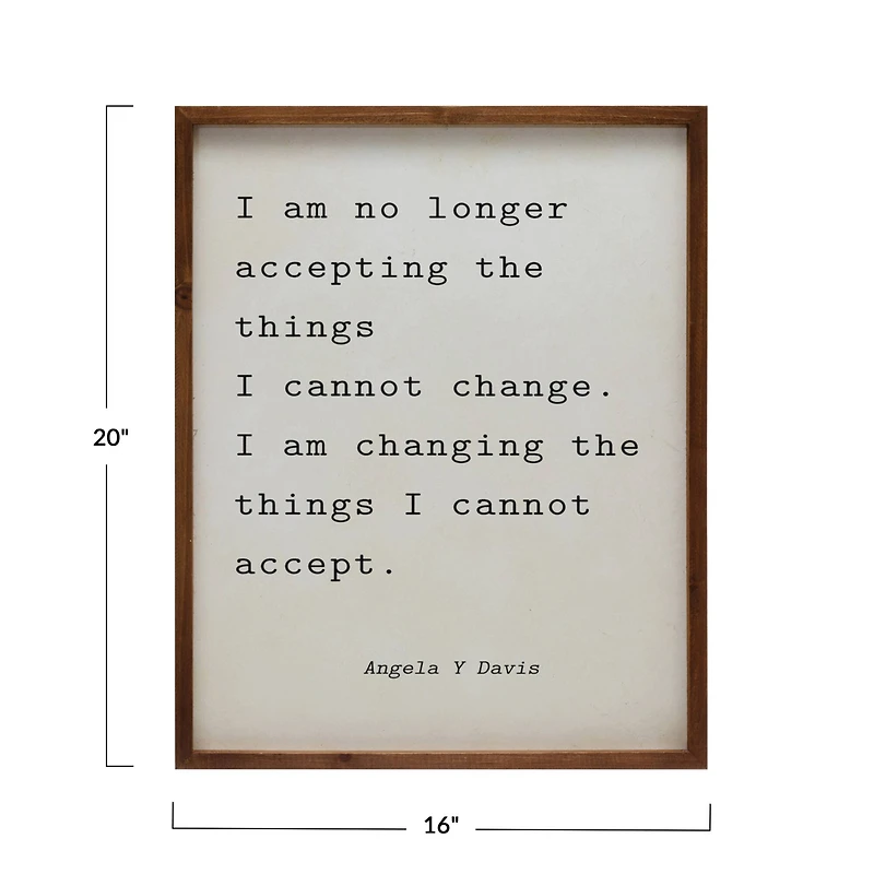Angela Davis Quote Wood Framed Wall Sign