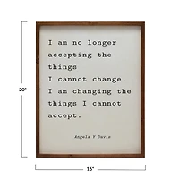 Angela Davis Quote Wood Framed Wall Sign