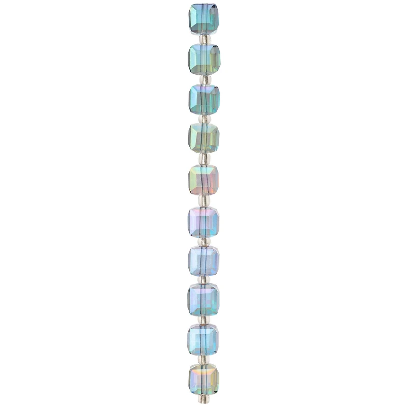 12 Pack: Green Faceted Glass Cube Beads, 10mm by Bead Landing™