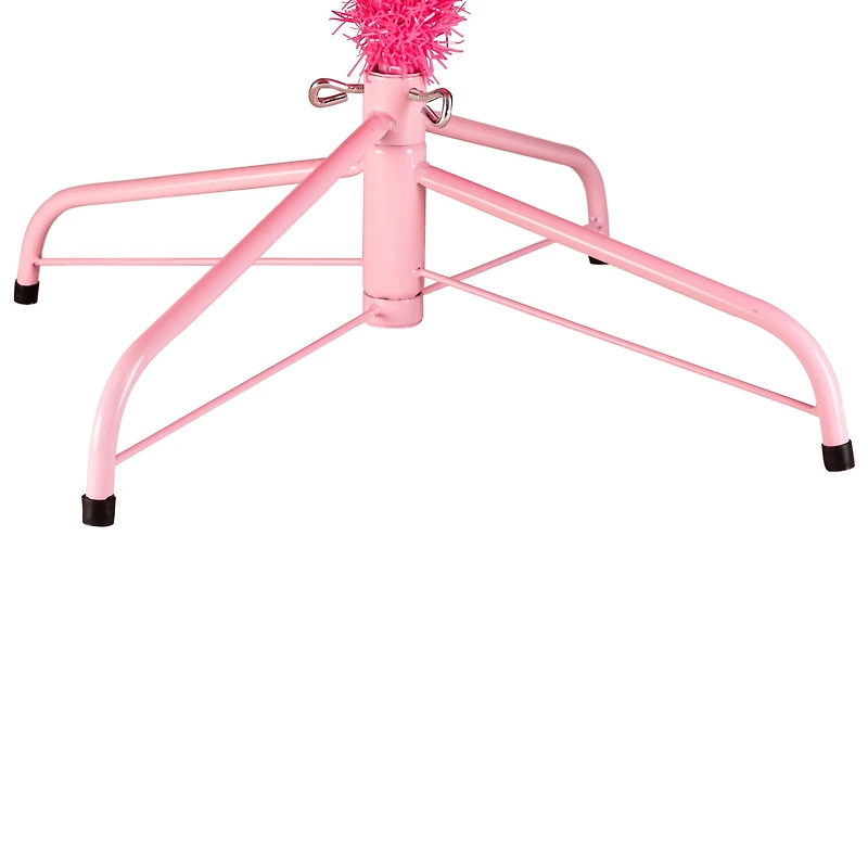 9ft. Pre-Lit Pink Tinsel Artificial Christmas Tree, Clear Lights