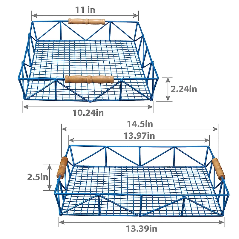 6 Pack: 14.5" Blue Wire Tray with Carrying Handles