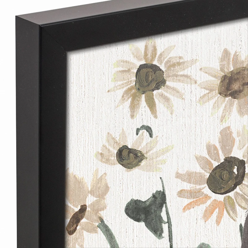 Truck & Sunflowers Black Framed Canvas Wall Art