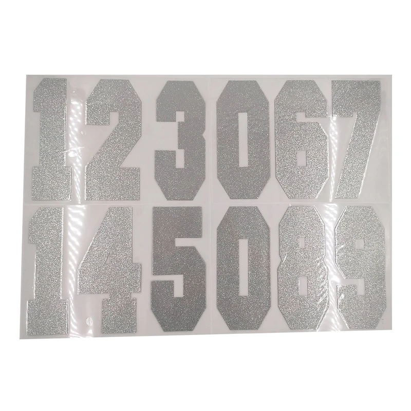 8" Silver Iron-On Glitter Numbers by Make Market®