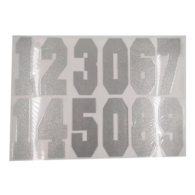 8" Silver Iron-On Glitter Numbers by Make Market®