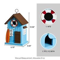 Glitzhome® 10" Modern Blue Wood Beach Hut Birdhouse