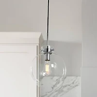 Hello Honey® Robert Stevenson Lighting Marson 15" Clear Glass & Chrome Metal Ceiling Light