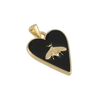 Gold & Black Heart Bee Pendant by Bead Landing™