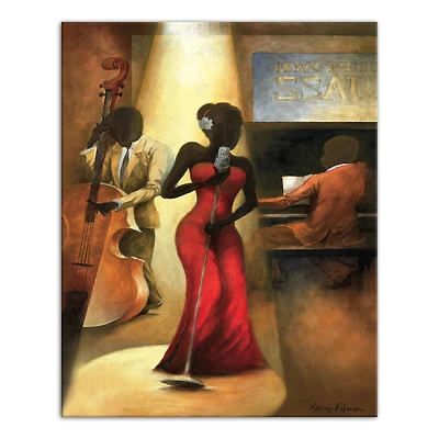 Jazz Singer In Red 16" x 20" Canvas Wall Art