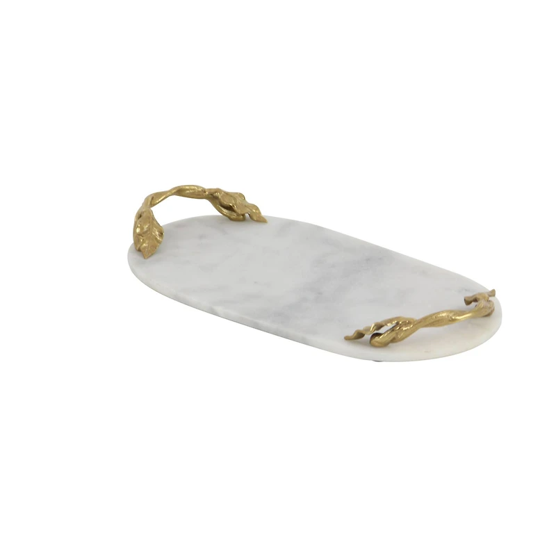 20" White Marble Natural Serving Tray