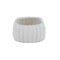 Set of 3 White Stoneware Traditional Planter, 9", 13", 17"