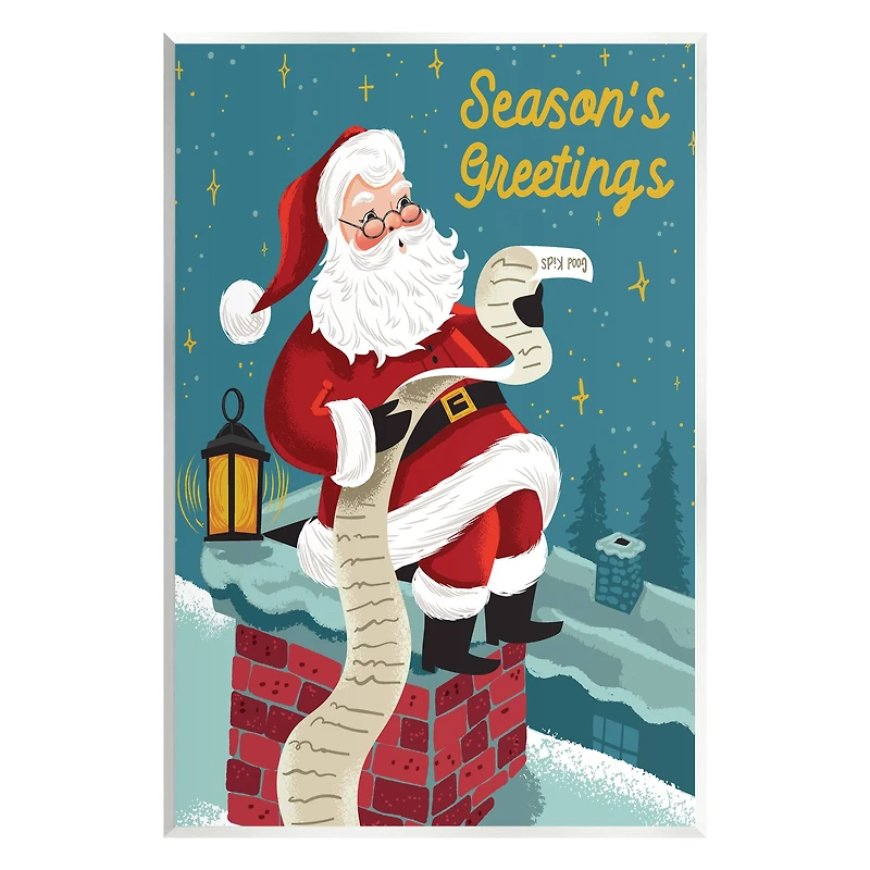 Stupell Industries Season's Greetings Santa's List Chimney Wall Plaque Art