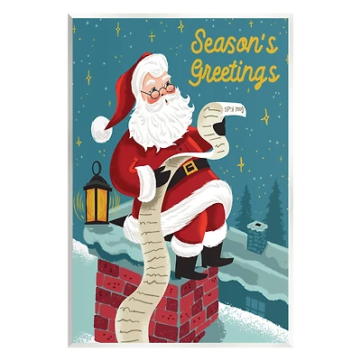 Stupell Industries Season's Greetings Santa's List Chimney Wall Plaque Art