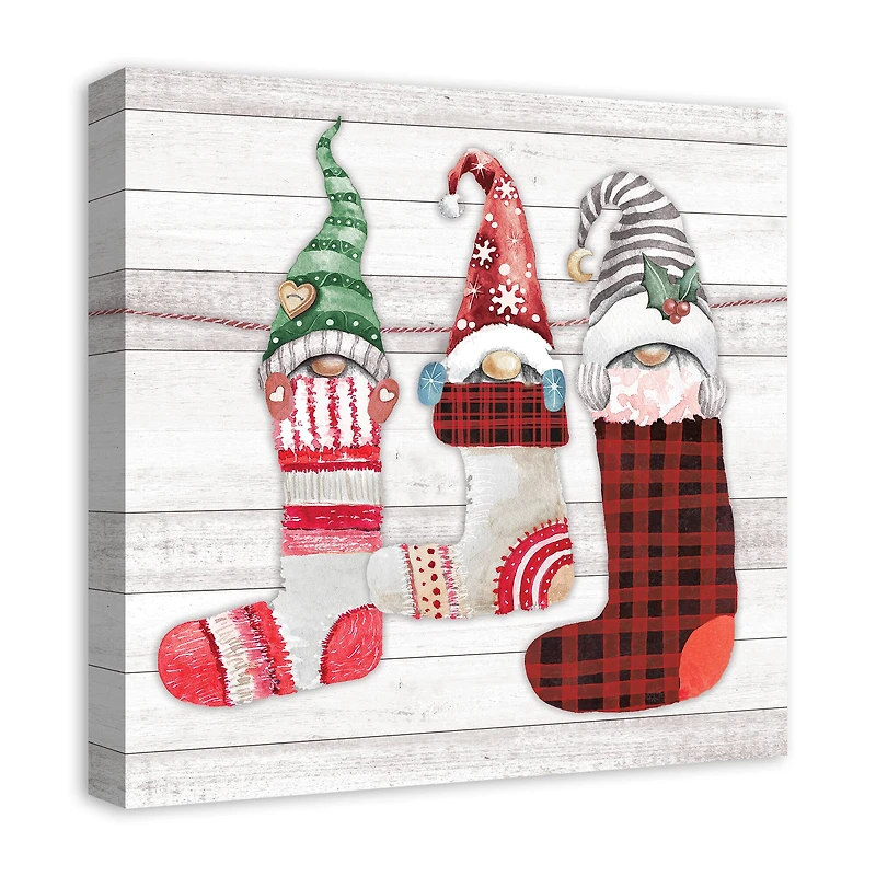 Gnome Stockings 20x20 Canvas Wall Art