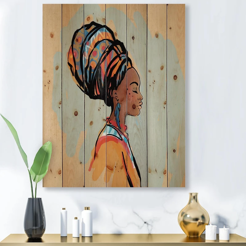 Designart - Portrait of Afro American Woman With Turban III