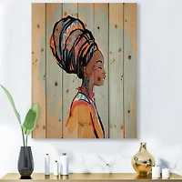 Designart - Portrait of Afro American Woman With Turban III