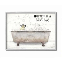 Stupell Industries Happiness is a Bubble Bath Quote Bathroom Tub Chick in Frame Wall Art