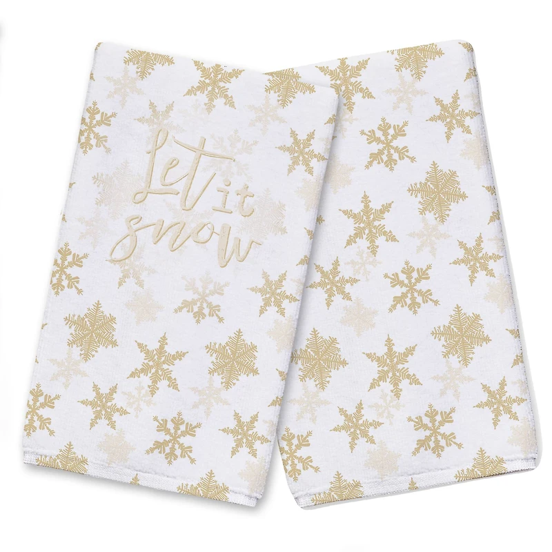 Cream Snowflake Tea Towel Set