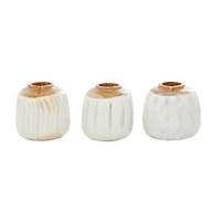 Set of White Teak Wood Coastal Style Vase 6