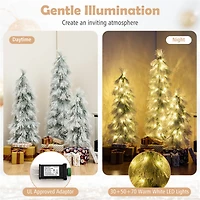 3ft., 4ft., 5ft. Pre-Lit Snow-Pressed Artificial Christmas Tree Set, Warm White LED Lights
