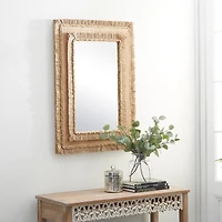 36" Brown Bohemian Style Wood Wall Mirror