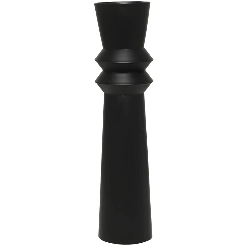 32" Black Art Deco Fluted Metal Floor Vase