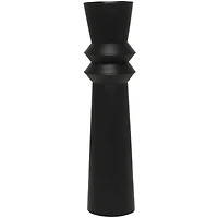 32" Black Art Deco Fluted Metal Floor Vase
