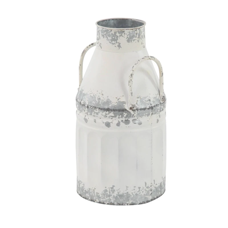 Distressed White Metal Farmhouse Decorative Jar, 2ct.