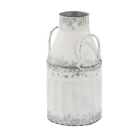 Distressed White Metal Farmhouse Decorative Jar, 2ct.