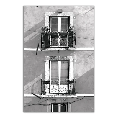 Black And White Balconies 24" x 36" Canvas Wall Art