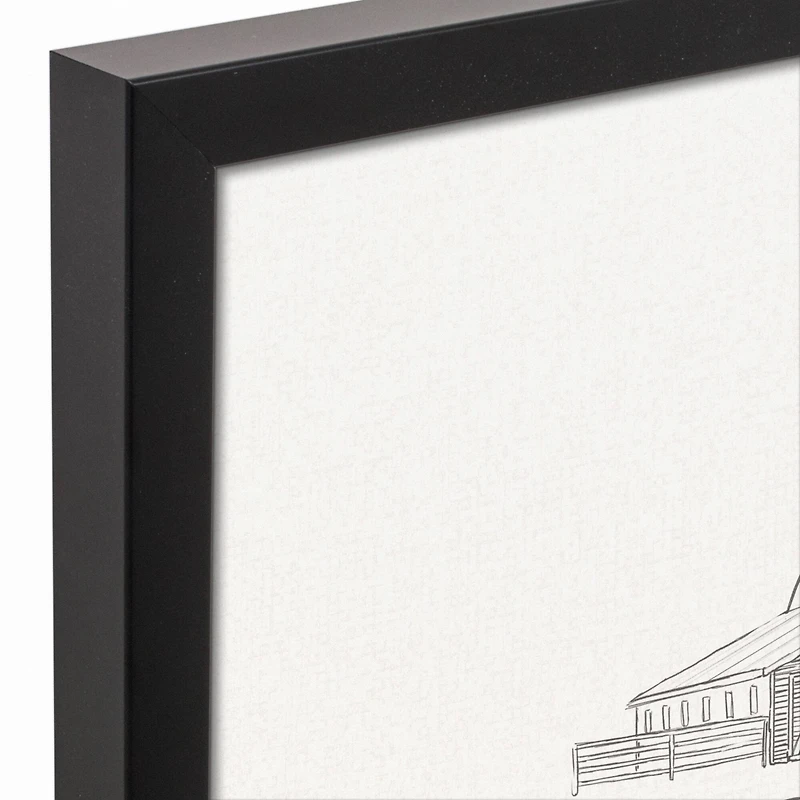 Farmhouse Sketches 11" x 14" Black Framed Canvas - Set of 2