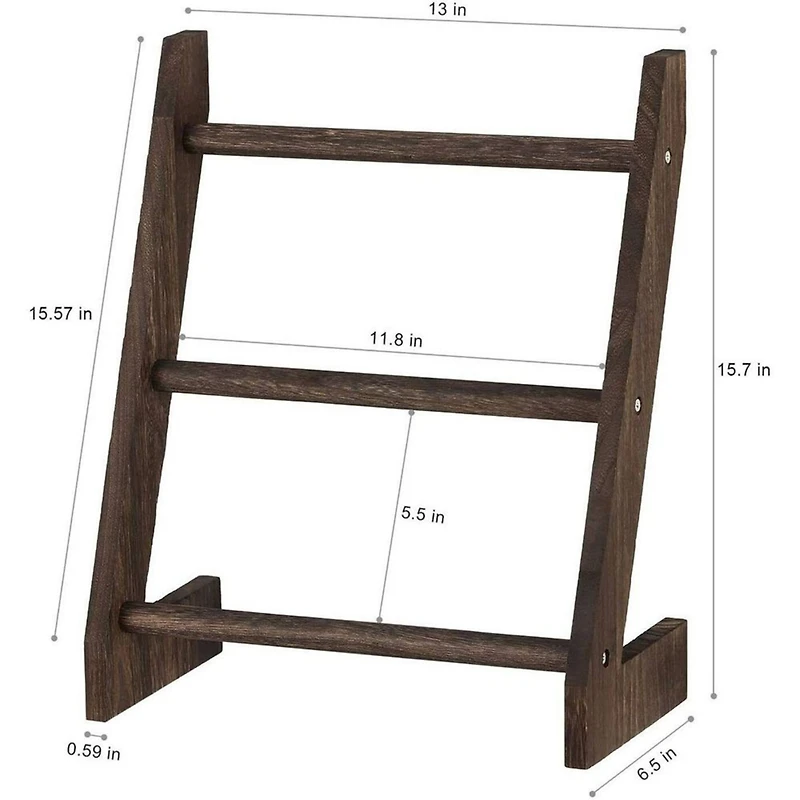 3-Tier Rustic Wood Farmhouse Wall Hanging Ladder Towel Rack