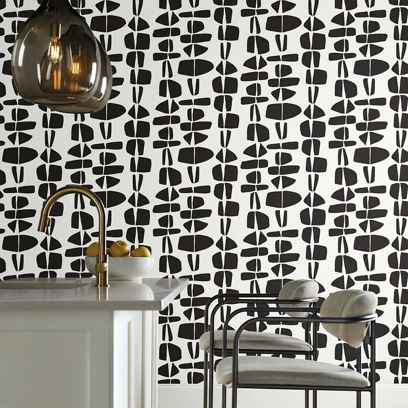 RoomMates Black Stacked Stones Peel & Stick Wallpaper