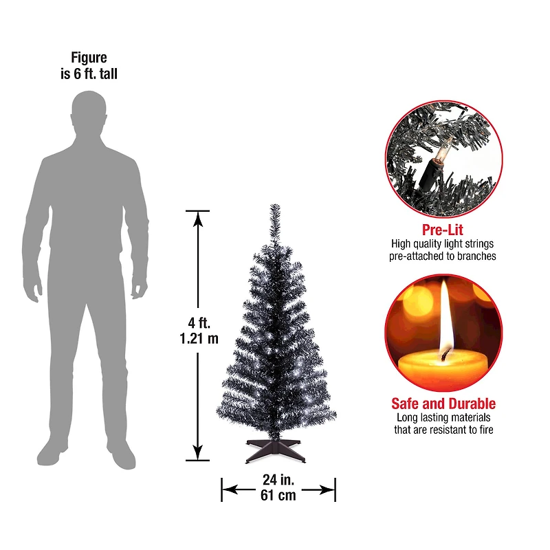 4ft. Pre-Lit Tinsel Artificial Christmas Tree