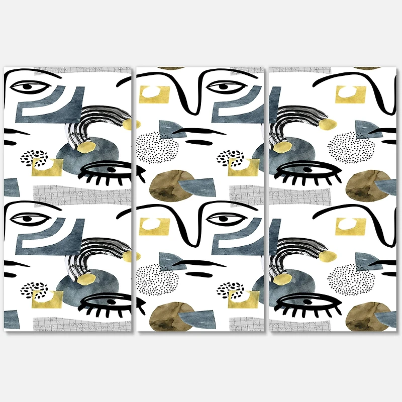 Designart - Collage of Eyes & Doodles In Contemporary Style I