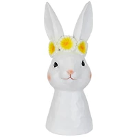 9" White Easter Bunny Bust with Daisy Flower Crown