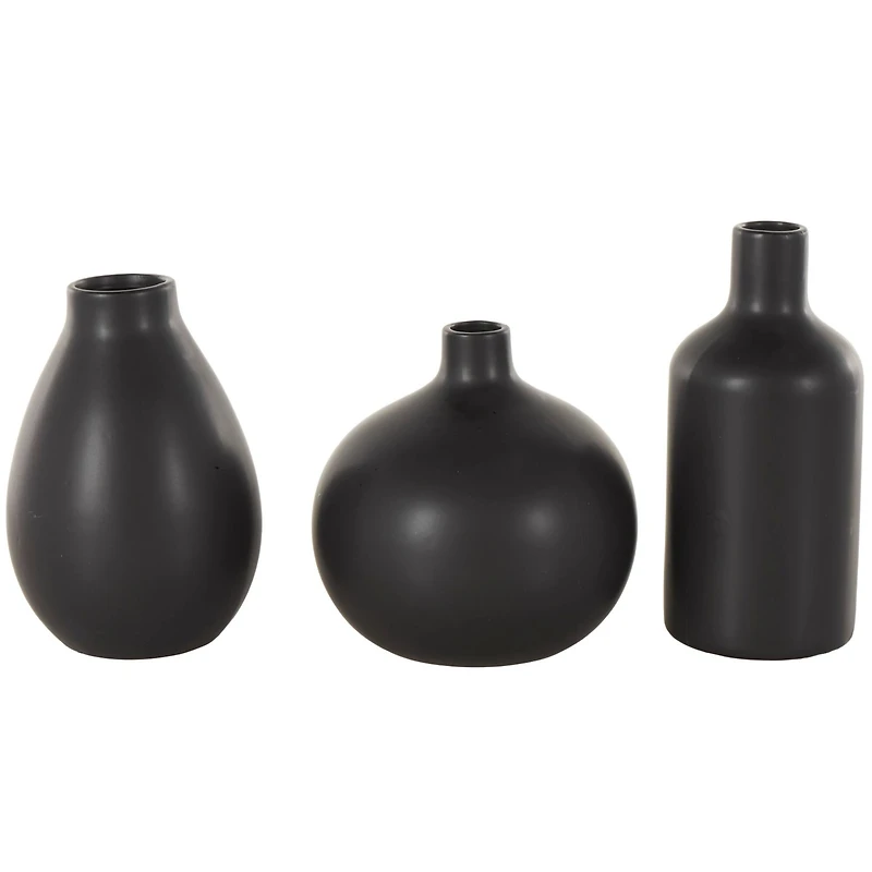 Black Minimal Ceramic Vase Set