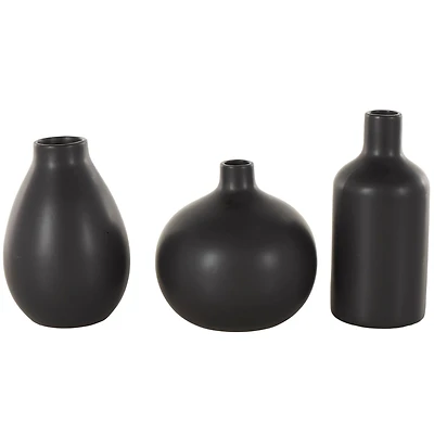 Black Minimal Ceramic Vase Set