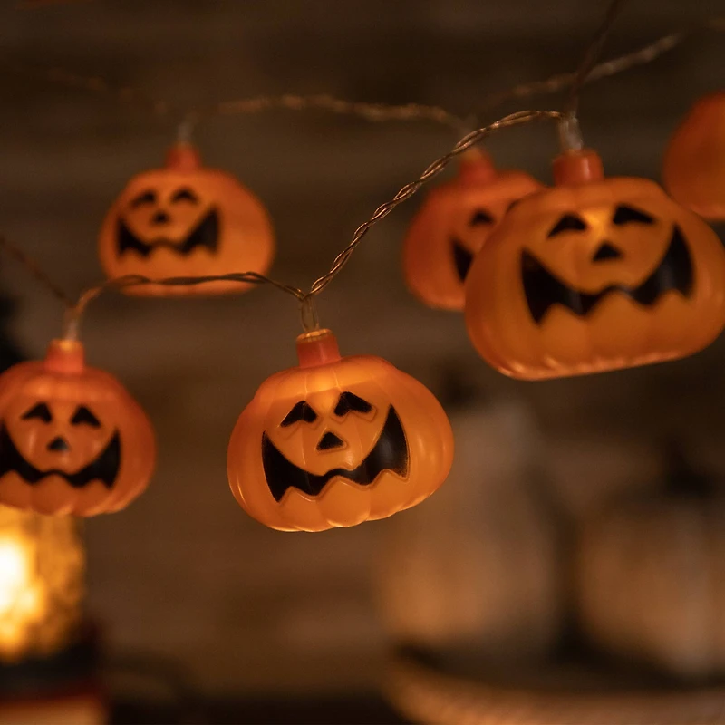 10ct. Jack-O-Lantern LED Warm White String Lights