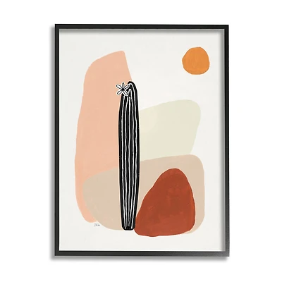 Stupell Industries Brown Terracotta Landscape Desert Cactus Flower Wall Art in Black Frame