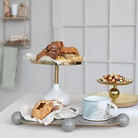 Hello Honey® 17.5" Gray Elegance Enamel Metal Tray with Ball Feet