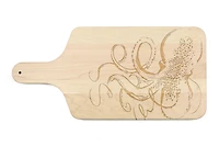 17" Sketched Octopus Maple Paddle Cutting Board