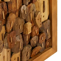 Rectangular Brown Wood Totem Face Wall Art, 32" x 14" x 2"