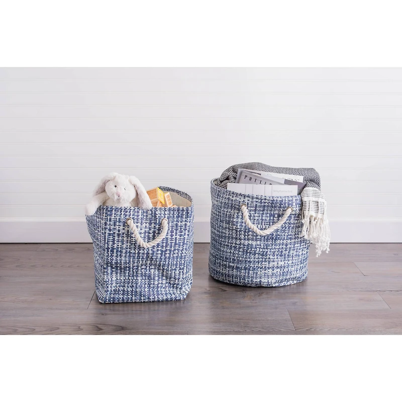DII® Small Nautical Blue Tweed Round Paper Bin