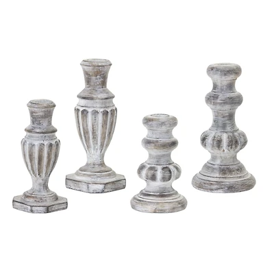 Resin & Stone Powder Candle Holder Set, 5.75", 6.5" & 7.5"