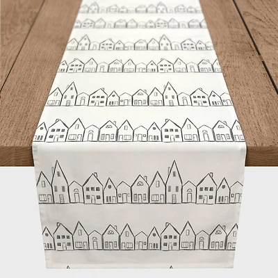 Simple House Pattern 16" x 72" Cotton Twill Runner