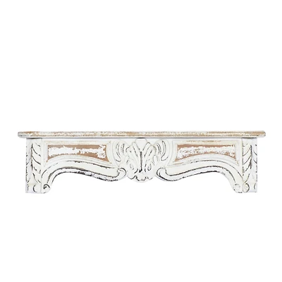 White Wood Vintage Wall Shelf, 9" x 36" x 6"