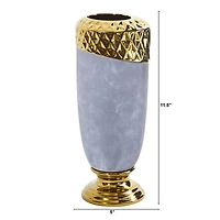 11.5" Regal Stone Vase with Gold Accents